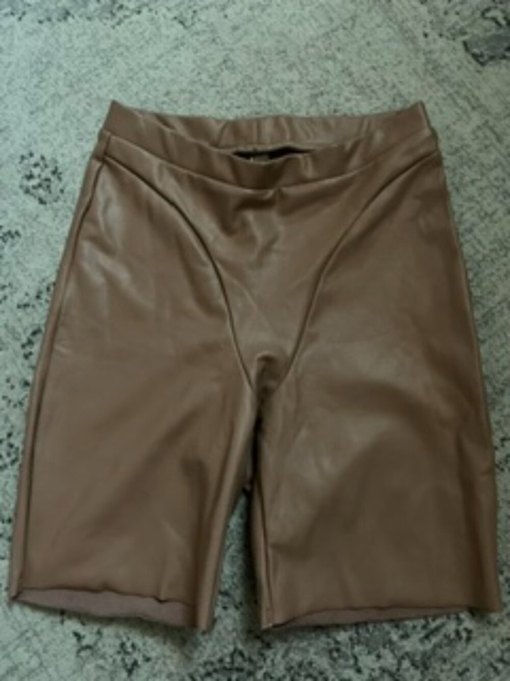 SKIMS Faux Leather Biker Shorts Tan/Brown XS